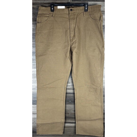 Dickies Carpenter Pants Mens 40x32 Brown Canvas Cargo Utility Work‎ Relaxed Fit - Picture 1 of 3